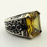 Men's Green Emerald Square Stone Ring - TryAladdin