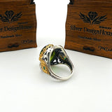 Men's Green Topaz Agate Stone Silver Ring - TryAladdin