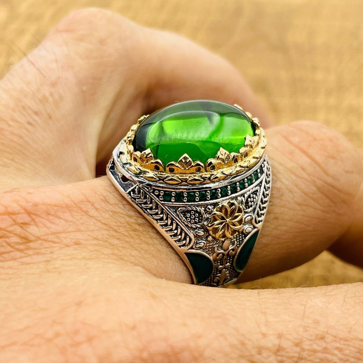 Men's Green Topaz Ring - TryAladdin