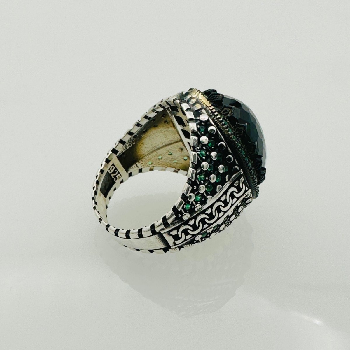 Men's Green Zircon Silver Ring - TryAladdin