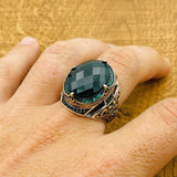 Men's Green Zircon Silver Ring - TryAladdin