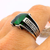 Men's Handmade Green Emerald Men's Ring - TryAladdin