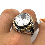 Men's Handmade White Zircon Stone Anchor Ring - TryAladdin