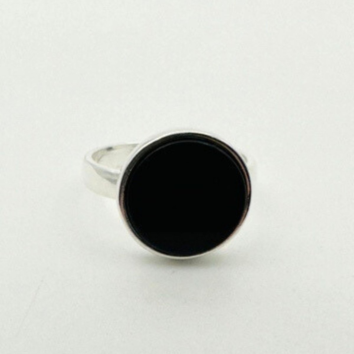 Men's Natural Black Gemstone Silver Ring - TryAladdin