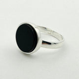 Men's Natural Black Gemstone Silver Ring - TryAladdin