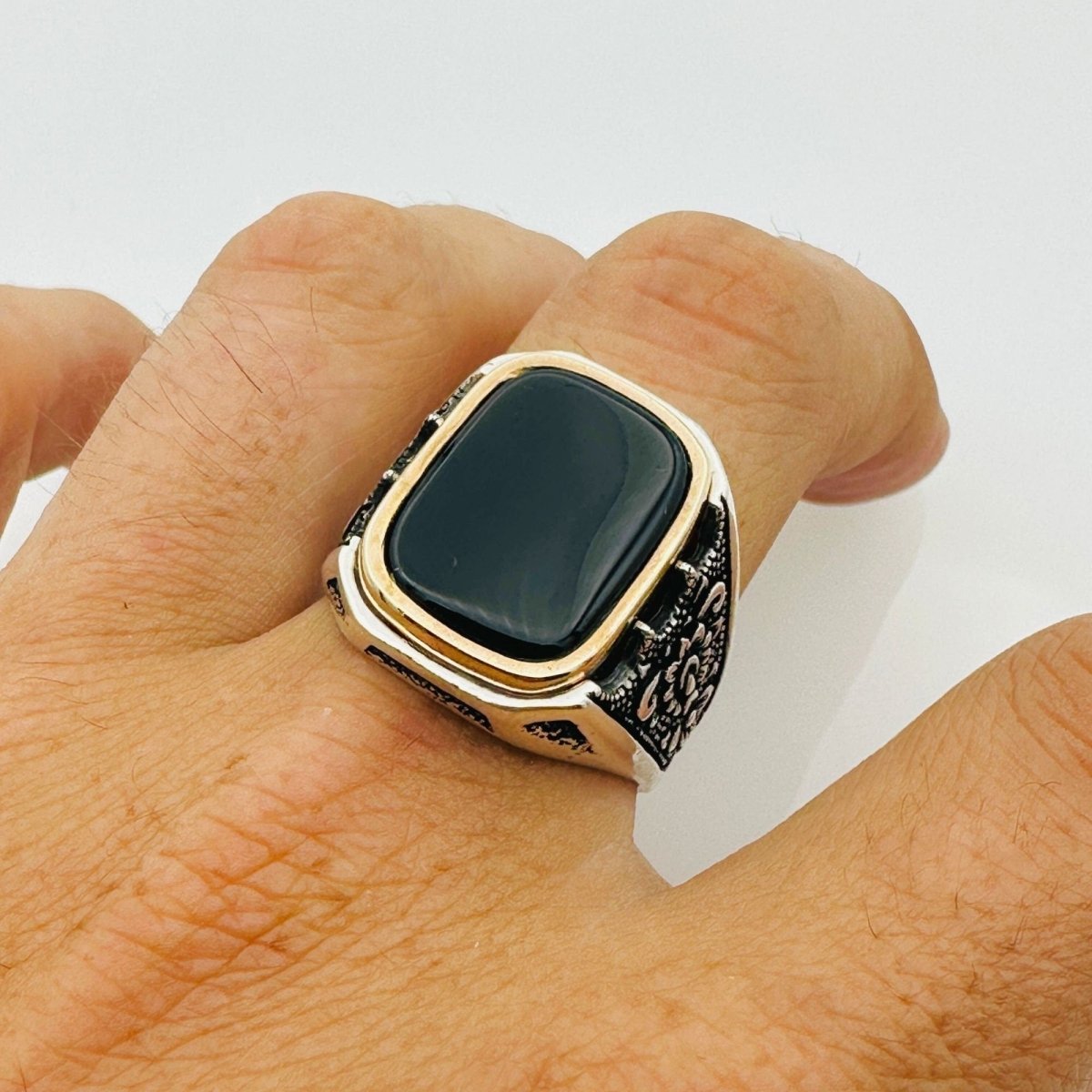 Men's Natural Black Onyx Gemstone Ring - TryAladdin