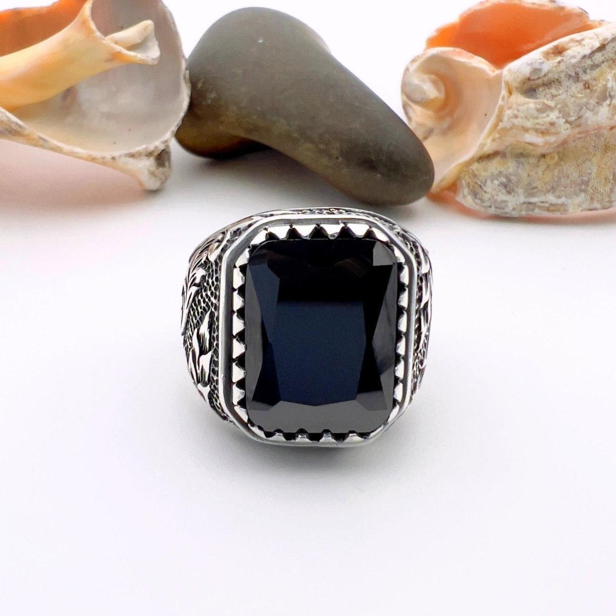 Men's Onyx Silver Ring - TryAladdin