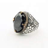 Men's Oval Onyx Silver Ring - TryAladdin