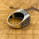 Men's Rectangle Black Onyx Stone Ring - TryAladdin