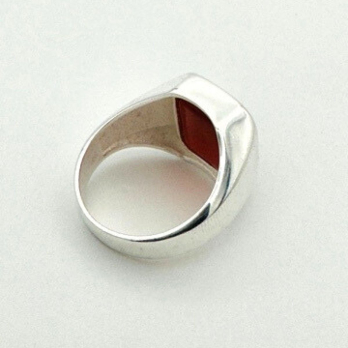 Men's Red Agate Silver Ring - TryAladdin