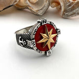 Men's Red Agate Stone Silver Ring - TryAladdin