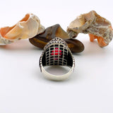 Men's Ruby Oval Stone Silver Ring - TryAladdin