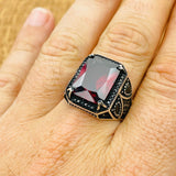 Men's Ruby Silver Ring - TryAladdin