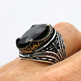 Men's Ruby Stone Silver Ring - TryAladdin