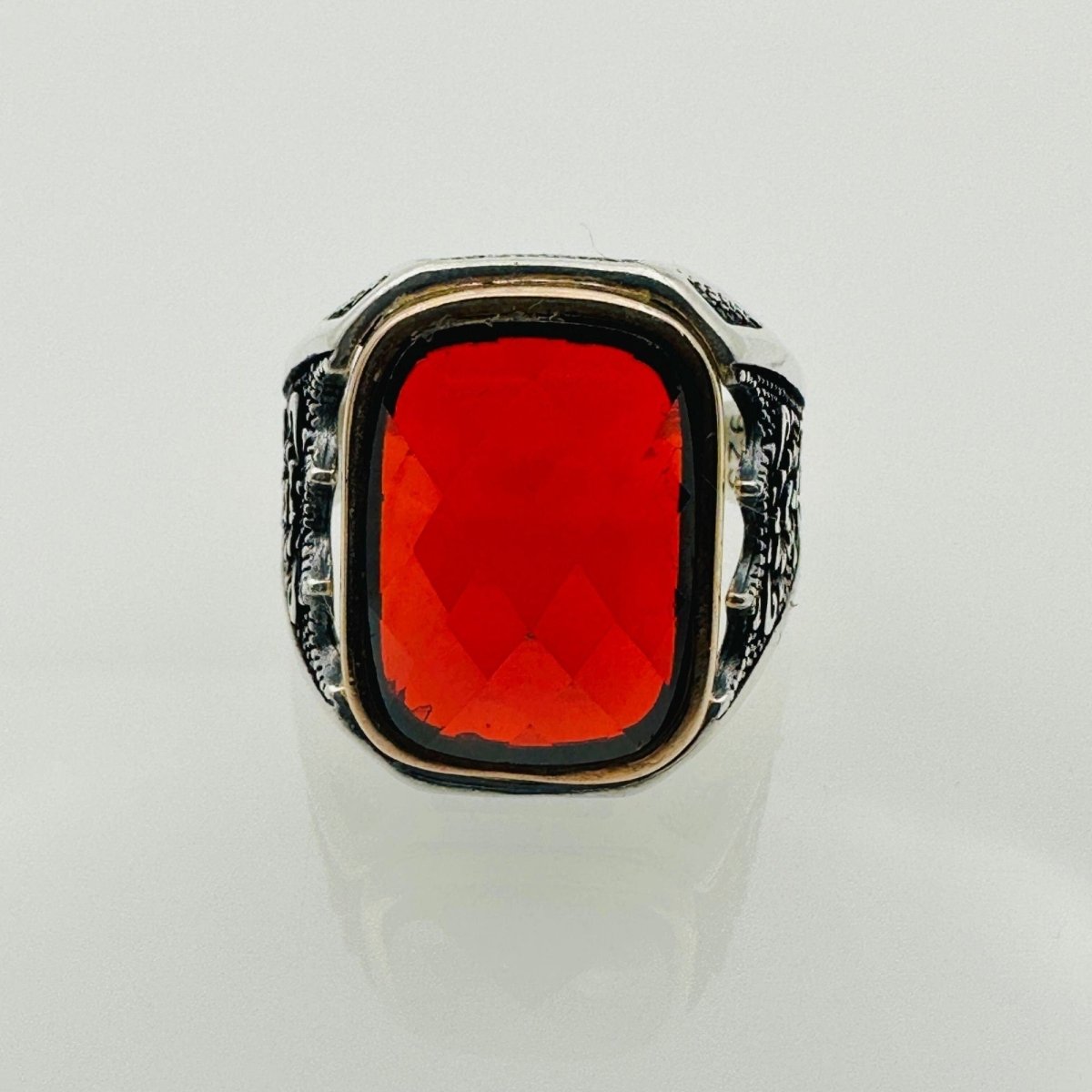 Men's Ruby Stone Silver Ring - TryAladdin