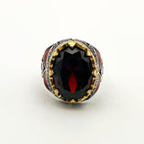 Men's Ruby Stone Silver Ring - TryAladdin