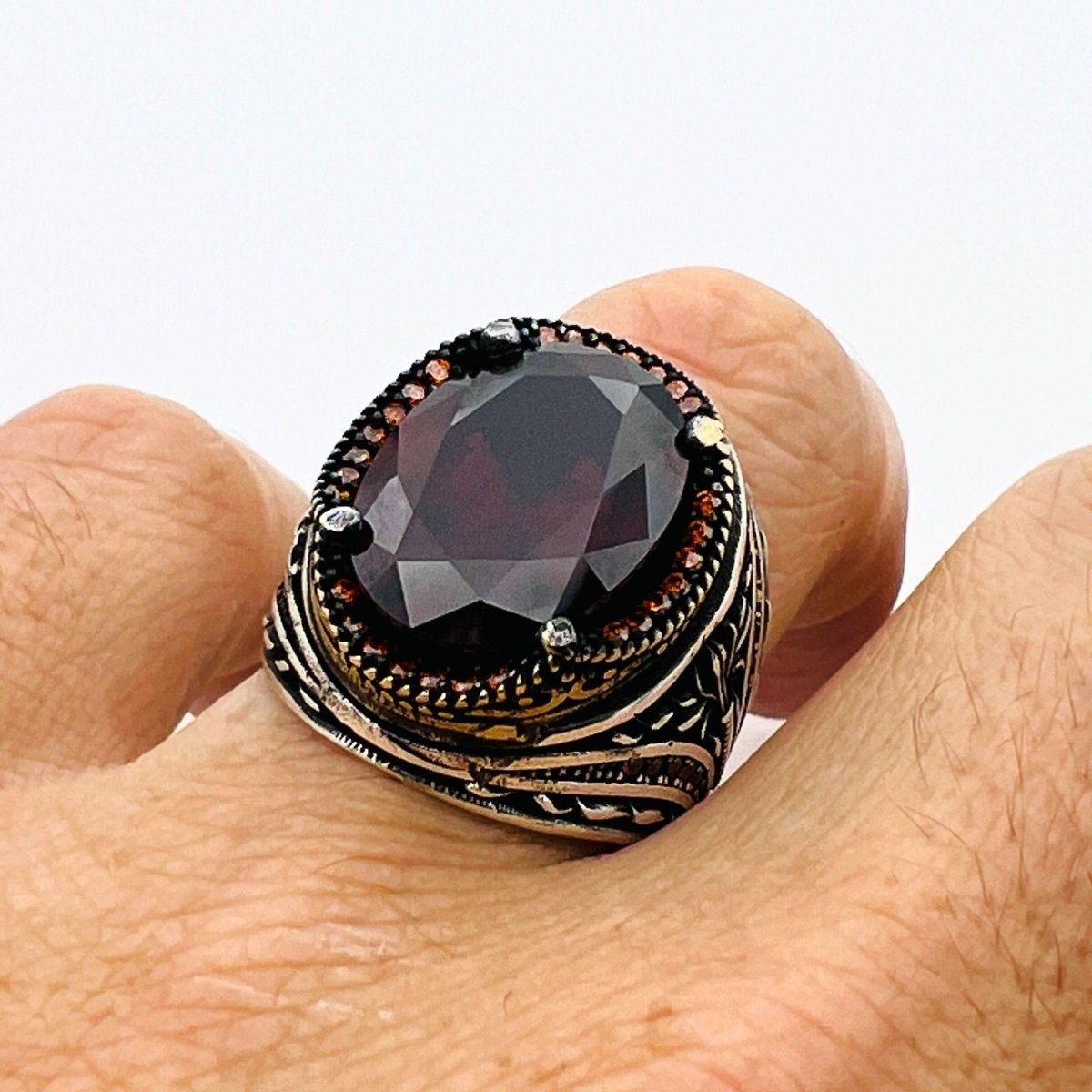 Men's Ruby Stone Silver Ring - TryAladdin