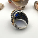 Men's Sapphire Stone Blue 925 Sterling Silver Ring - TryAladdin