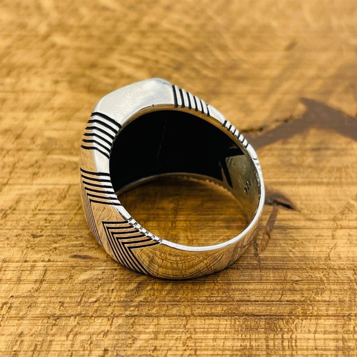 Men's Silver Ring with Black Onyx Stone - TryAladdin