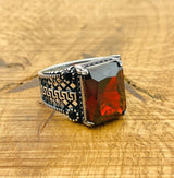 Men's Square Ruby Ring - TryAladdin