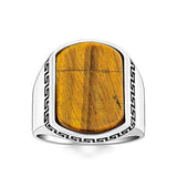 Men's Tiger Eye Stone Silver Ring - TryAladdin