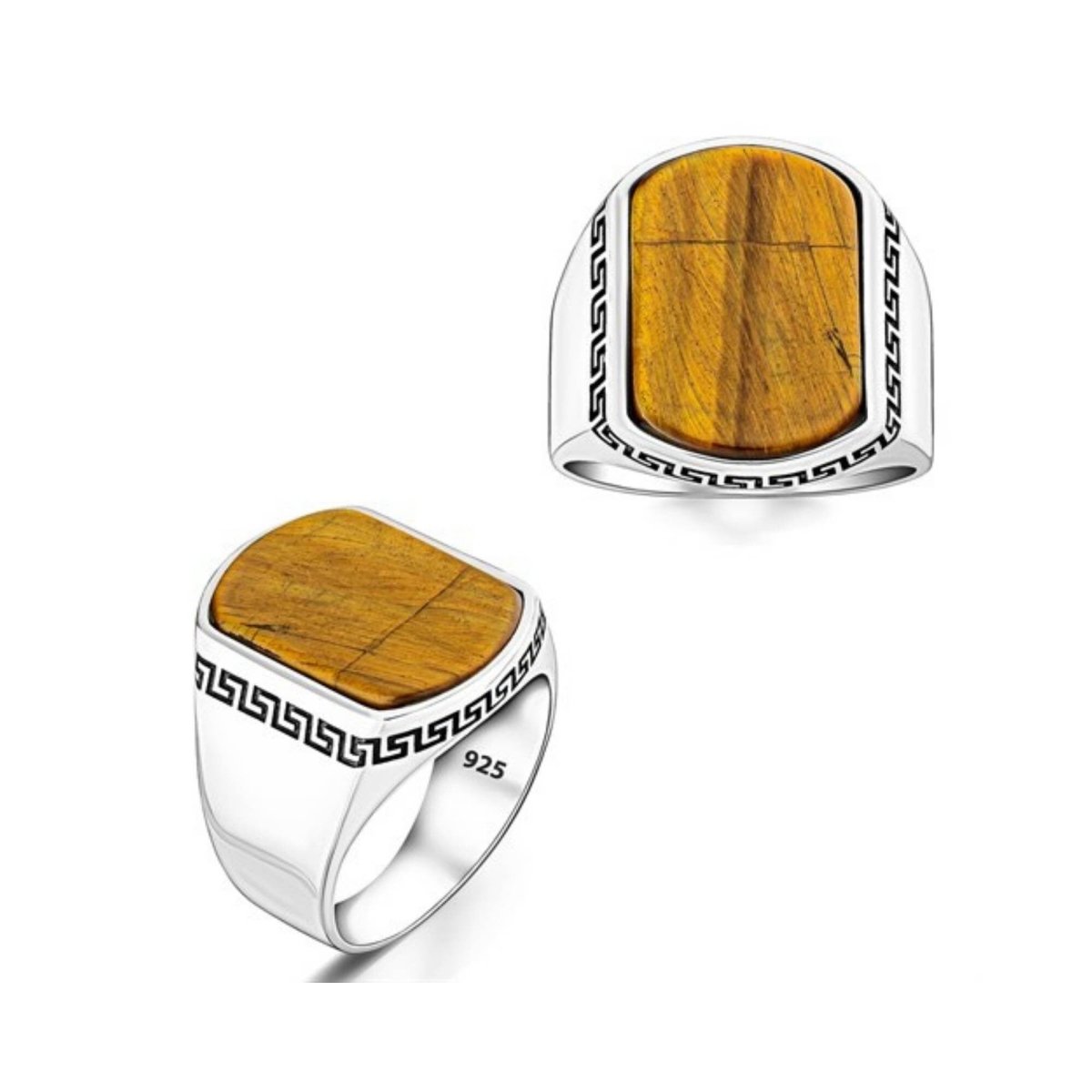 Men's Tiger Eye Stone Silver Ring - TryAladdin