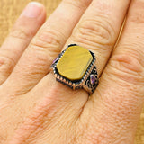 Men's Tiger's Eye Silver Ring - TryAladdin