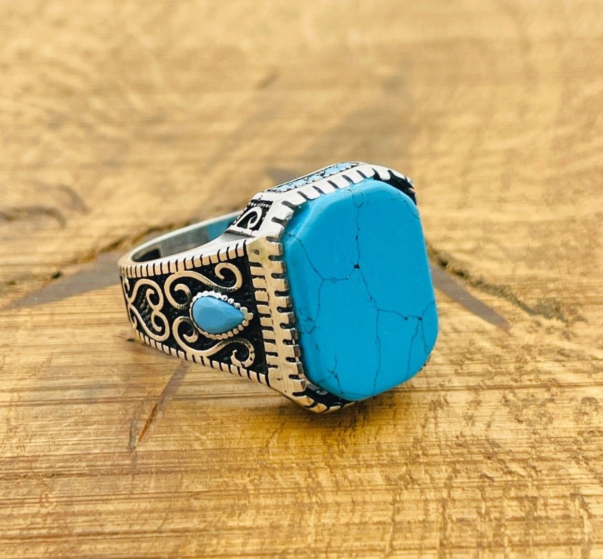 Men's Turquoise Silver Ring - TryAladdin