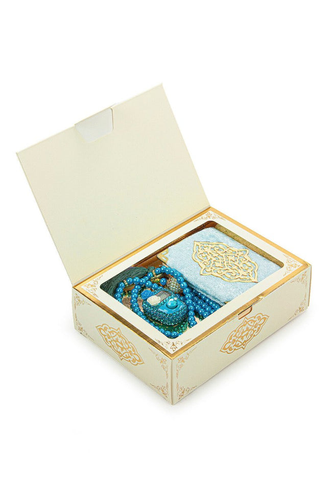 Mini Yasin, Crystal Stone Prayer Bead and Stone Designed Dhikrmatic Gift Set, Blue - TryAladdin