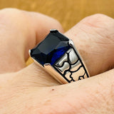 Minimalist Square Blue Sapphire Men's Ring - TryAladdin