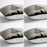 Modern Runner and Cushion Pillow Cover Set with Arabic Letter Motif and Whirling Dervish Design - TryAladdin