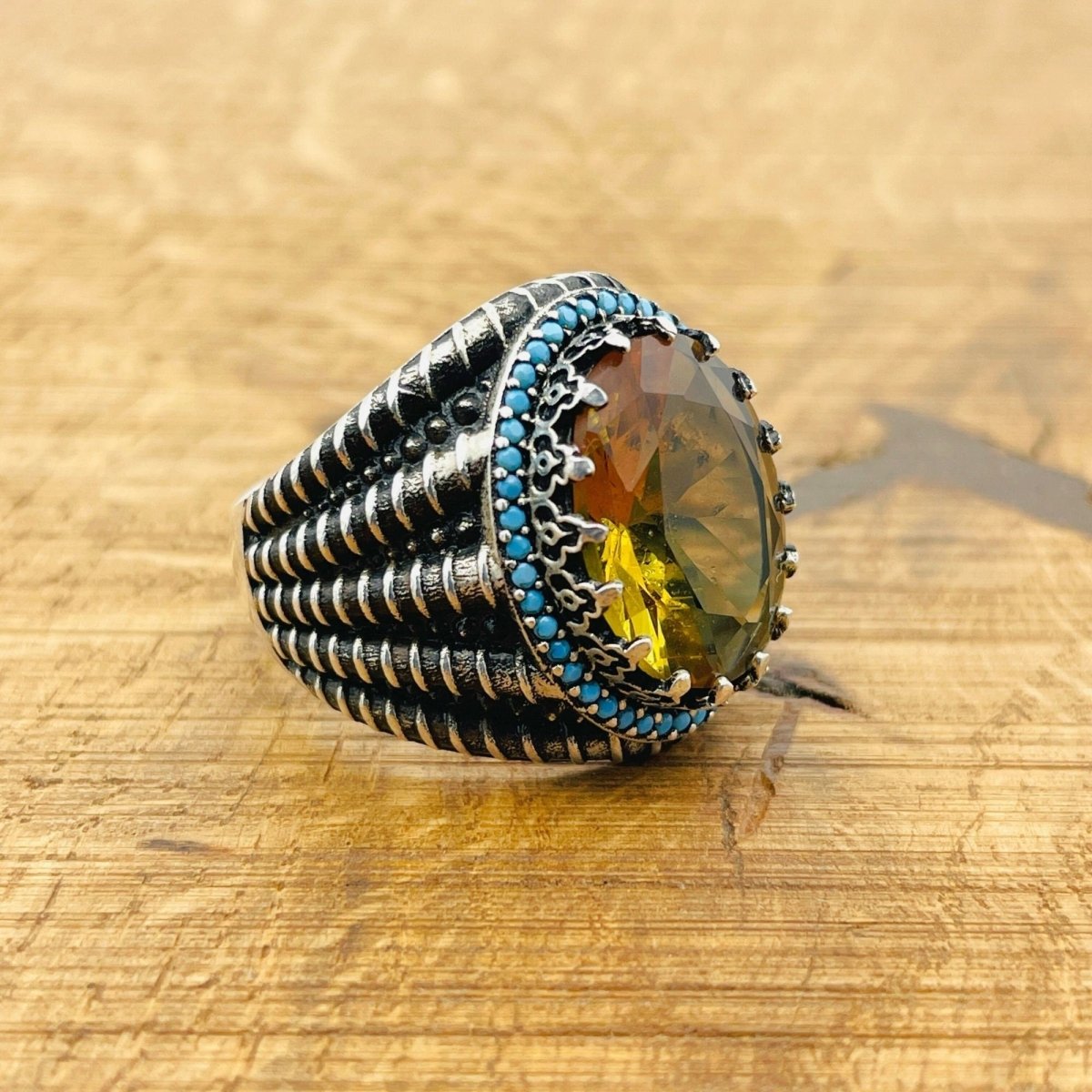 Multi - Color Zultanite Stone Men's Ring - TryAladdin