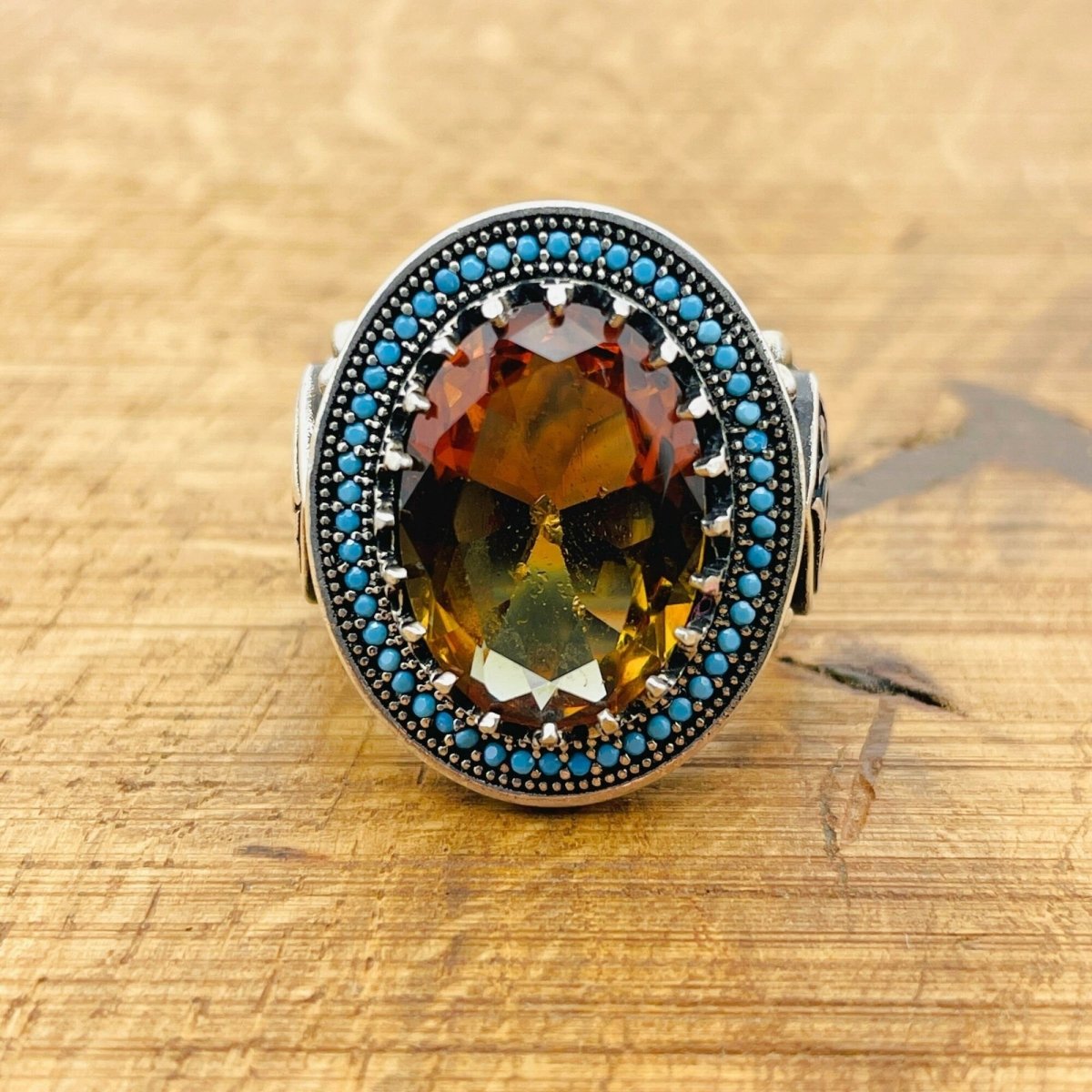 Multi - Color Zultanite Stone Ottoman Men's Ring - TryAladdin