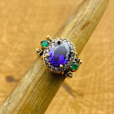 Multi Stone Ring, Amethyst & Ruby Oval - TryAladdin