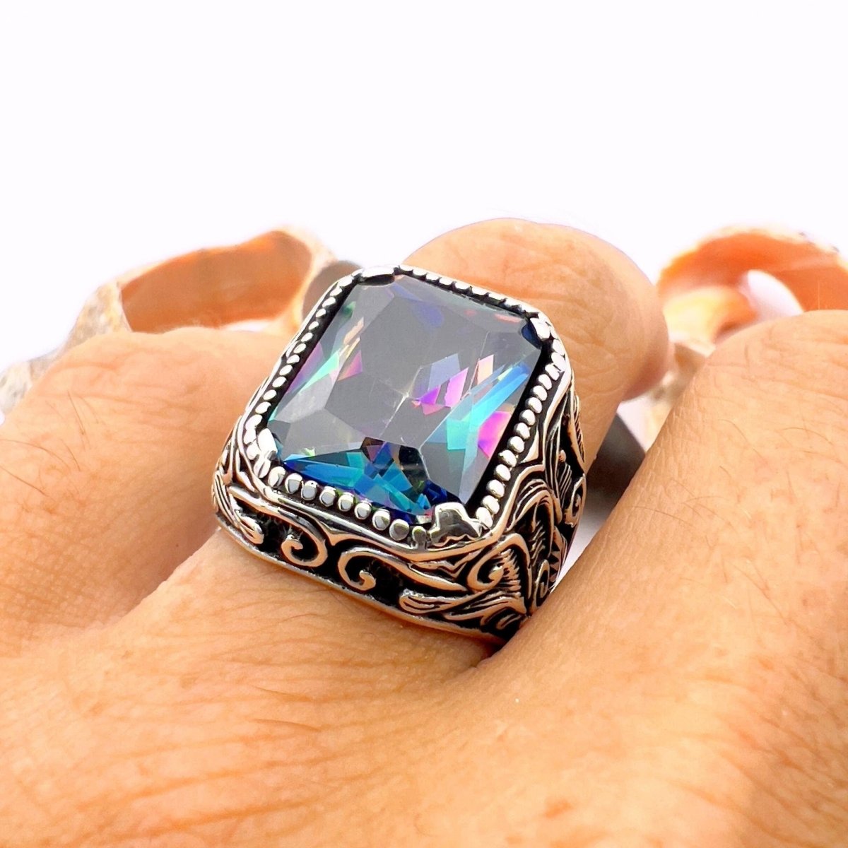 Mystic Topaz Stone Men's Ring - TryAladdin