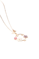 Nereze | Magnolia Blossom Circle Spring Flower Necklace with Butterfly Detail - TryAladdin