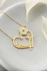 Nereze | Personalized Heart Daisy Model Necklace - TryAladdin