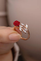 Nereze | Ivy Model Red Rose Adjustable Size Ring - TryAladdin