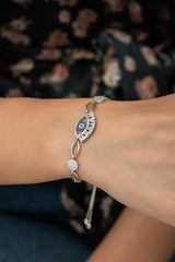 Nereze | Nazar Evil Eye Women Silver Bracelet with Adjustable Lock - TryAladdin