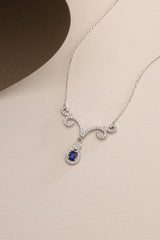 Nereze | Rhodium Plated Blue Stone Necklace with Authentic Motifs - TryAladdin