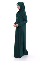 One Piece Practical Prayer Dress with Robe and Headscarf Emerald Green - TryAladdin