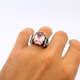 Pink Morganite Gemstone Unisex Silver Ring - TryAladdin