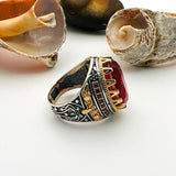 Red Tourmaline Oval Stone Men's Ring - TryAladdin