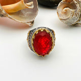 Red Tourmaline Oval Stone Men's Ring - TryAladdin