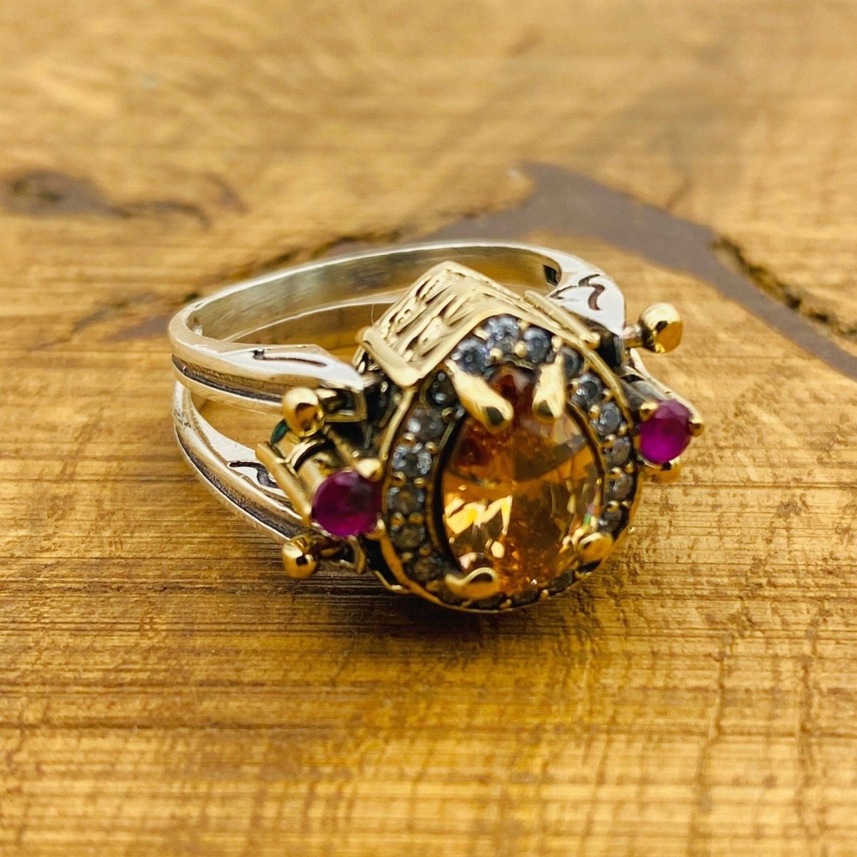 Reversible Amethyst and Citrine Ring - TryAladdin