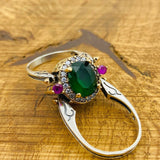 Reversible Ring, Ruby - Emerald Oval Stone - TryAladdin