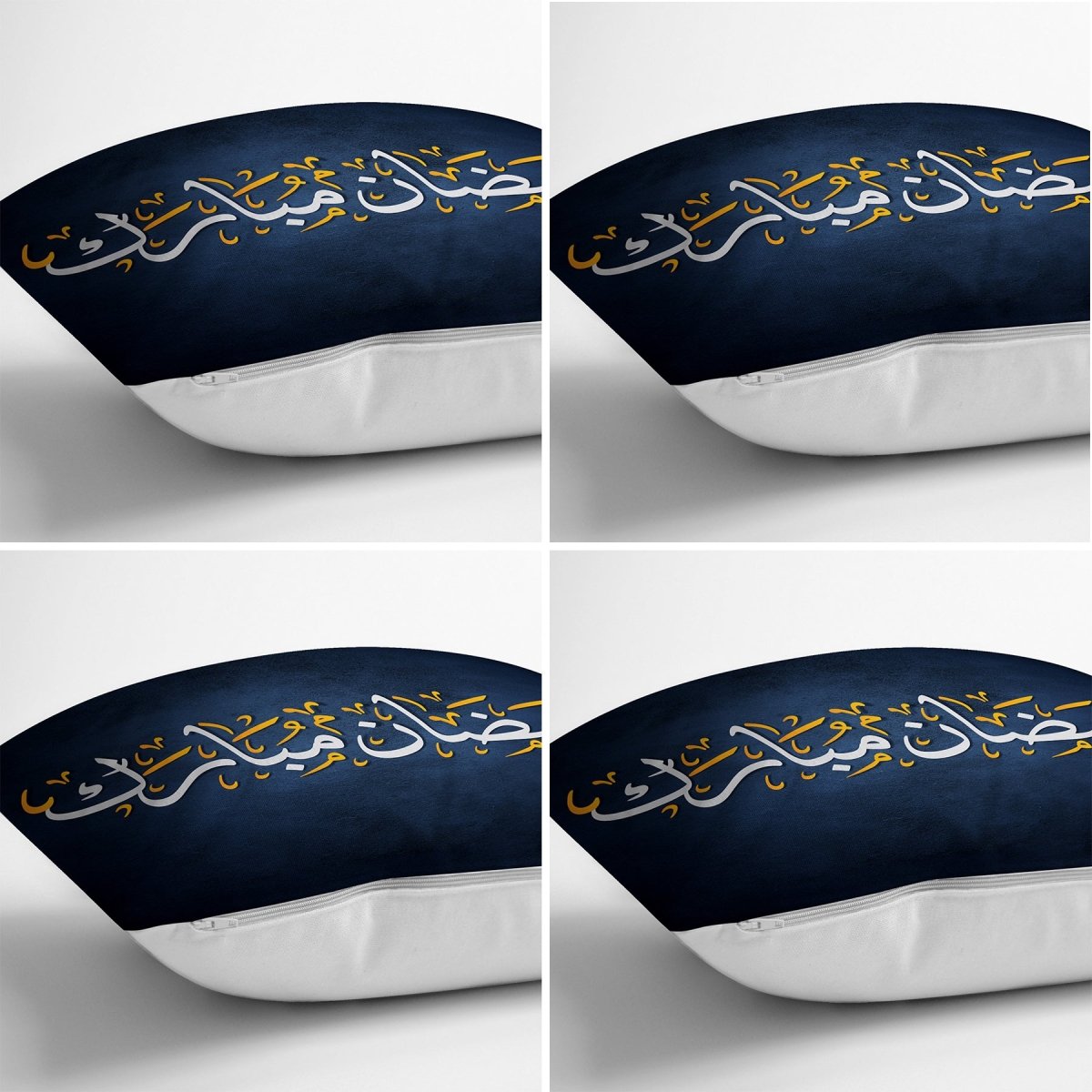 Runner and Cushion Pillow Cover Set with Dark Blue Background Featuring Ramadan Motif - TryAladdin