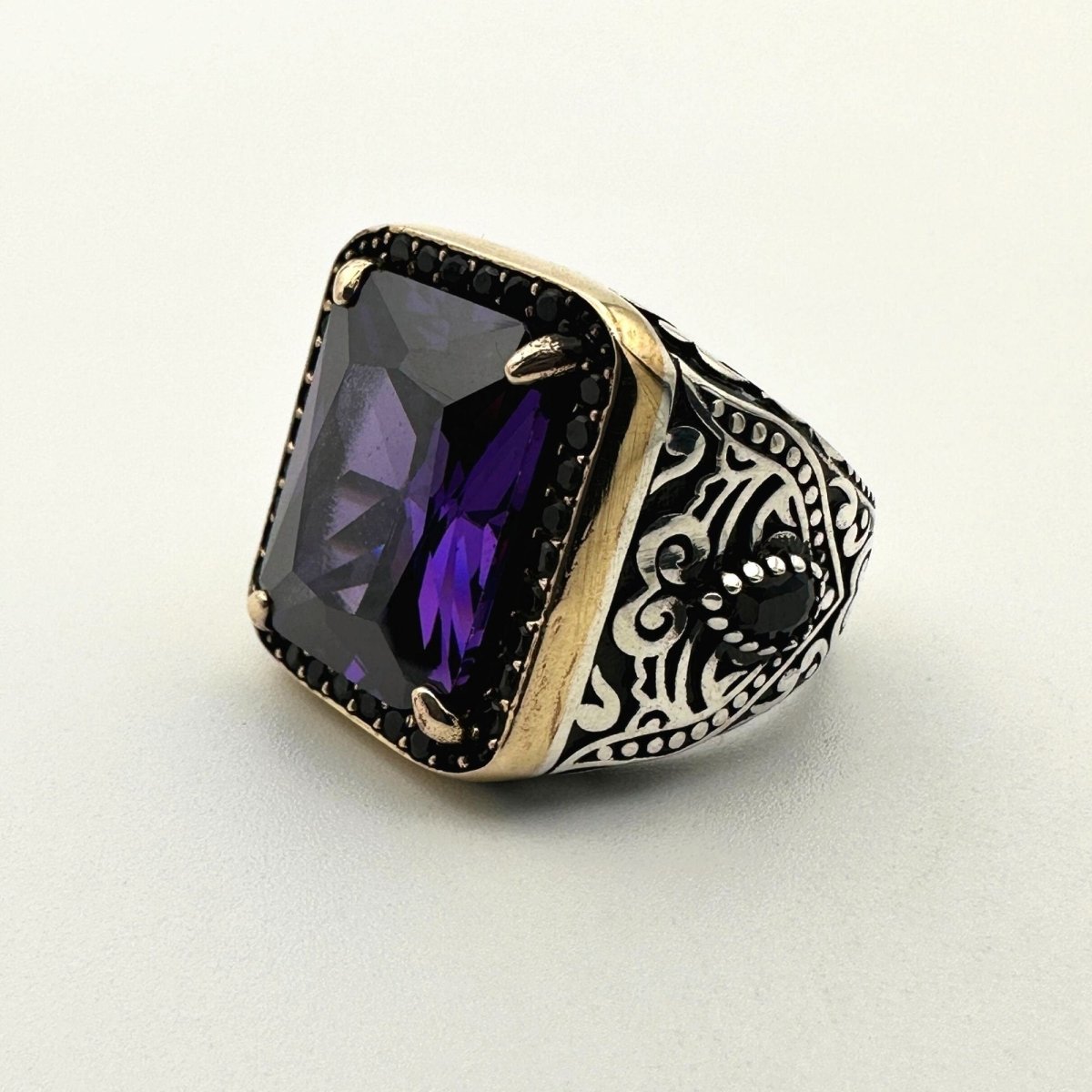 Square Purple Amethyst Stone Ring - TryAladdin