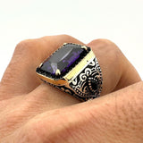 Square Purple Amethyst Stone Ring - TryAladdin