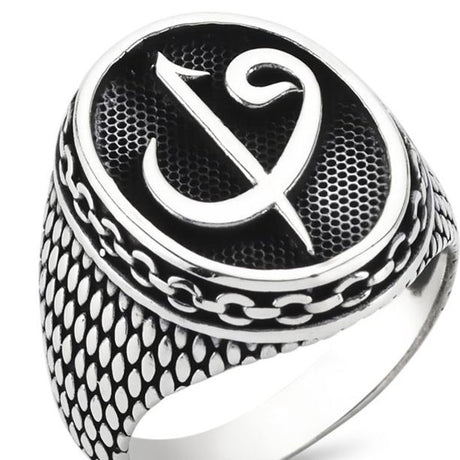 Taki | Aleph and Waw Letters Men's Silver Ring Without Stone - TryAladdin